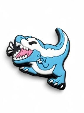 Blue White T-Rex Shoe Charm | Silicone Rubber One Size